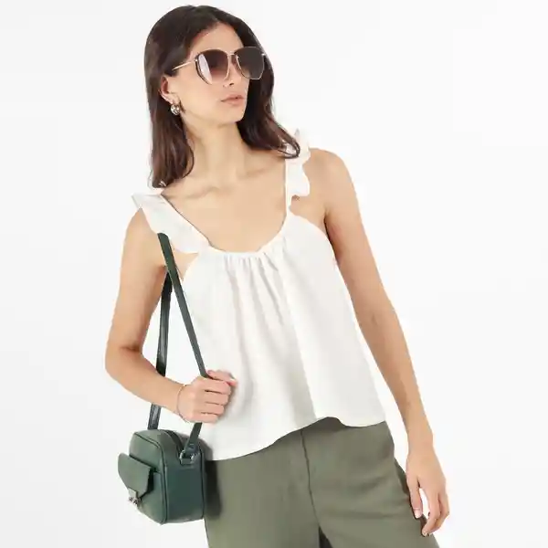 Blusa Cuello Strap Manga Tiras Blanco Talla XS 686938