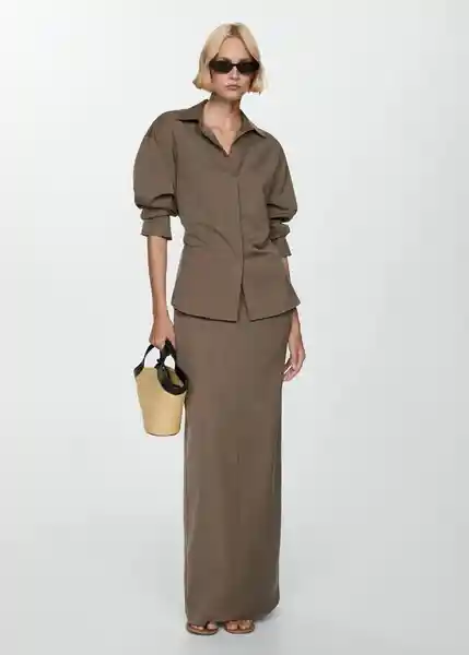 Falda Office-A Taupe Talla M Mujer Mango