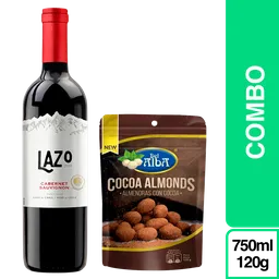 Combo Lazo Vino Tinto Cabernet + Almendras Cocoa Del Alba