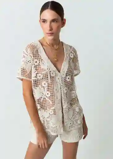 Camisa Tejido Crudo Marfil Mujer Claro Talla M/L 482G005 Naf Naf
