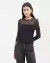Camiseta Longsleeve Mesh Top Negro Noche Ultraoscuro S Chevignon