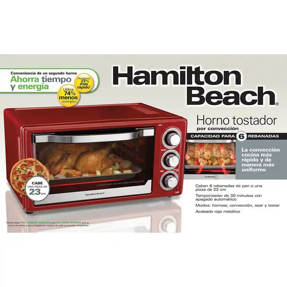 Hamilton Beach Horno de Convección Rojo 31514