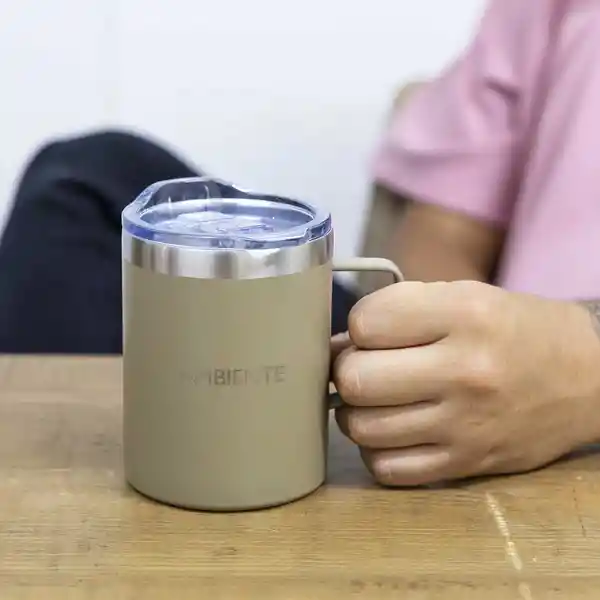 Mug Doble Pared en Acero Taupe 420 mL Ambiente Gourmet