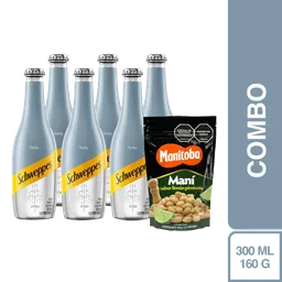 Combo Gaseosa Schweppes Soda 6 Und + Manitoba Limón Pimienta