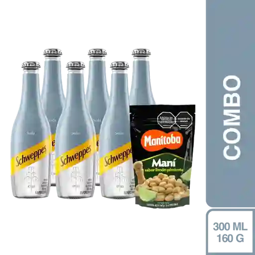 Combo Gaseosa Schweppes Soda 6 Und + Manitoba Limón Pimienta
