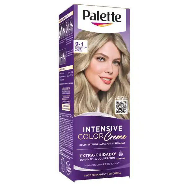 Tinte Palette Color Creme 9-1 Rubio Extra Claro Cenizo