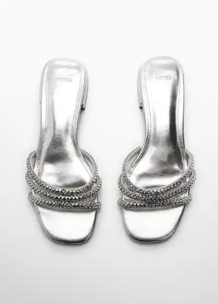 Sandalias Celeste-A Plata Talla 40 Mujer Mango