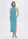 Vestido Beast Azul Talla M Mujer Mango