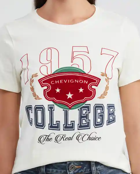 Camiseta 1957 Graphic Tee Crudo Coxal Claro Talla S Mujer Chevignon