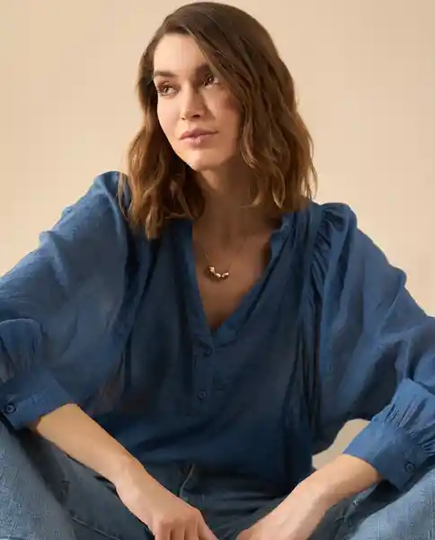 Camisa Azul Bahía Oscuro Talla L 612G007 Esprit