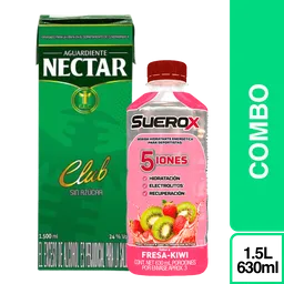 Combo Aguardiente Néctar Sin Azúcar 1.5 L + Suerox Fresa Kiwi