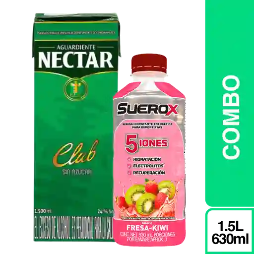 Combo Aguardiente Néctar Sin Azúcar 1.5 L + Suerox Fresa Kiwi