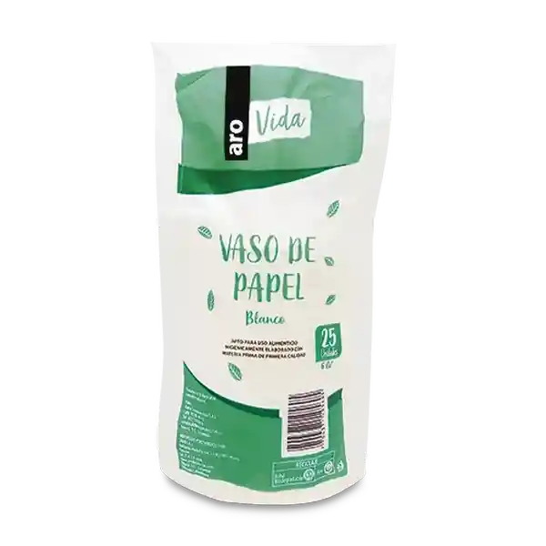 Aro Vaso de Papel Vida Blanco 6 oz