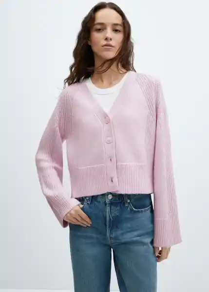 Chaqueta Cardigan Confundo Malva Talla XS Mujer Mango