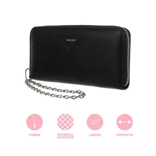 Cartera Para Mujer de Moda Con Correa de Cadena Negro Miniso