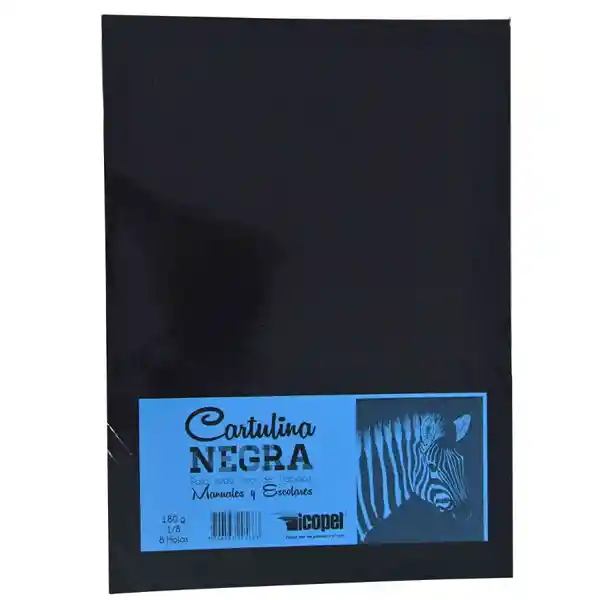 Icopel Cartulina Negra 1/8 8 Hojas 180 g