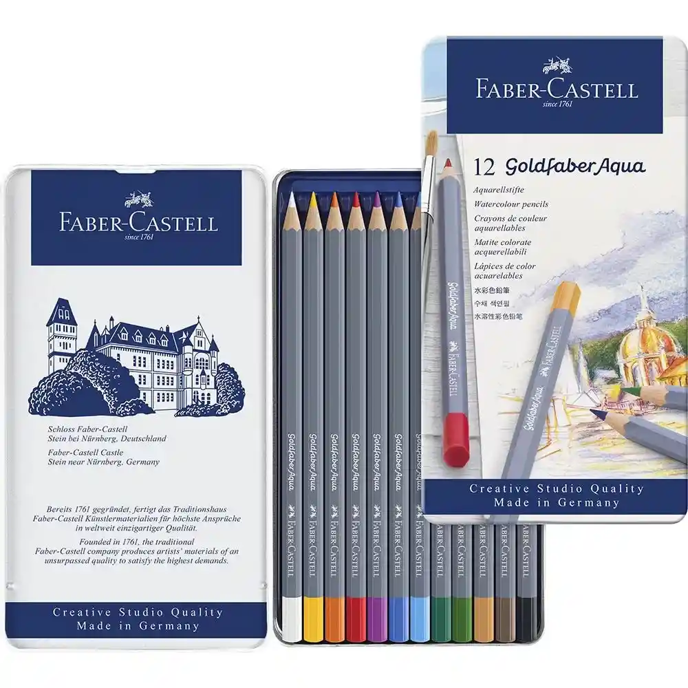 Lapices De Color Acuareables Faber Castell Alemanes X 12 Unid, Caja Metàlica