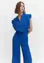 Enterizo Mono Bambula Azul Talla S Mujer Mango