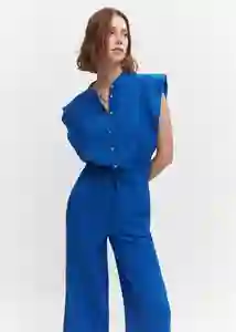 Enterizo Mono Bambula Azul Talla S Mujer Mango