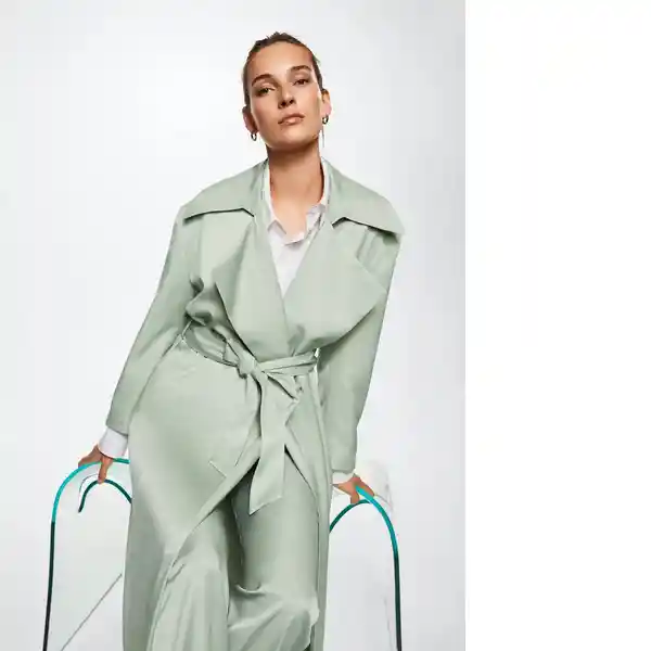 Trench Mare-A Verde Pastel Talla M Mujer Mango