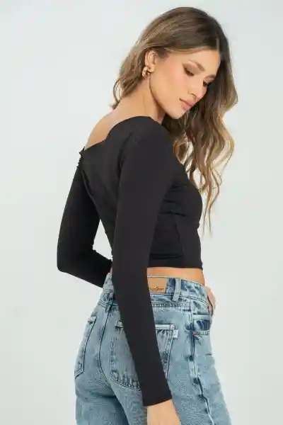 Top Asimétrico Manga Larga Color Negro Talla XS Ragged