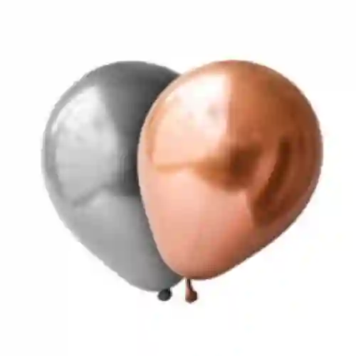 Globos Cromados Plateado & Oro Rosa