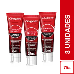 3 x Colgate Crema Dental Luminous White Carbón Activado