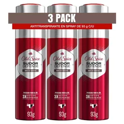 Desodorante Antitranspirante Hombre Old Spice Spray Sudor Defense Seco Seco 93 g Pack 3 Unidades