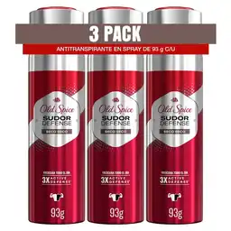 Desodorante Antitranspirante Hombre Old Spice Spray Sudor Defense Seco Seco 93 g Pack 3 Unidades