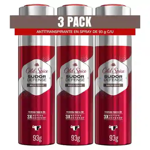 Desodorante Antitranspirante Hombre Old Spice Spray Sudor Defense Seco Seco 93 g Pack 3 Unidades