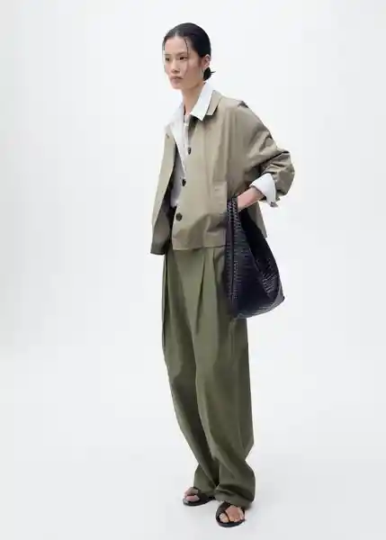 Pantalón Cubi Khaki Talla 38 Mujer Mango