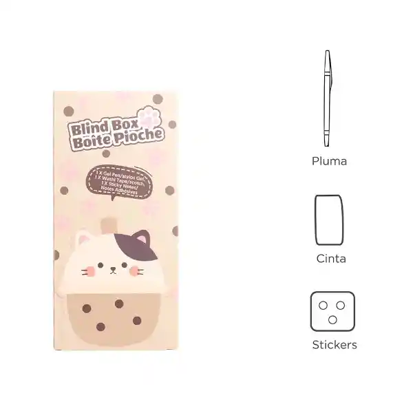 Kit de Escritura Pluma Adhesivos y Post Its de Gatito Miniso