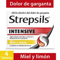Strepsils Intensive Tabletas Sabor a Miel y Limón 