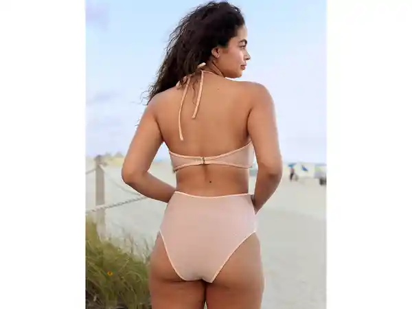 American Eagle Vestido Baño Halter Nude Natural Medium