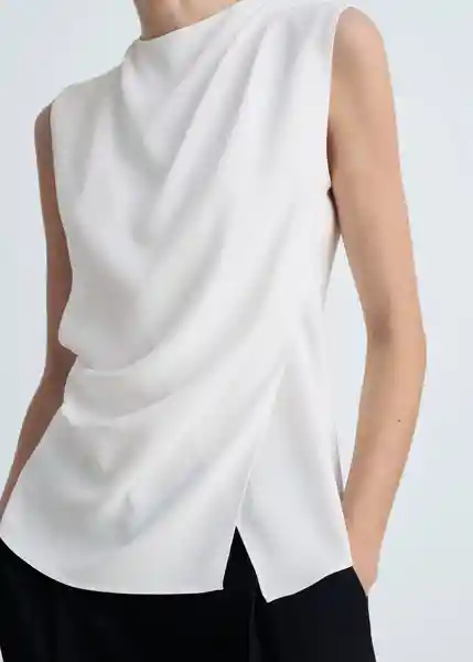 Blusa Area Off White Talla L Mujer Mango