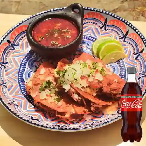 Combo Tacos de Birria + Coca-Cola Sabor Ligero 400 ml
