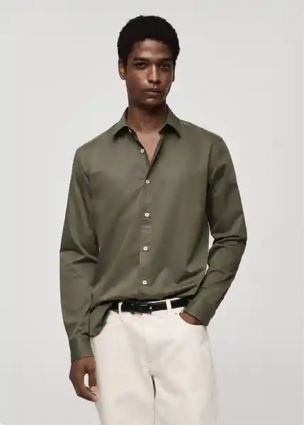 Camisa Cesare Khaki Talla M Hombre Mango