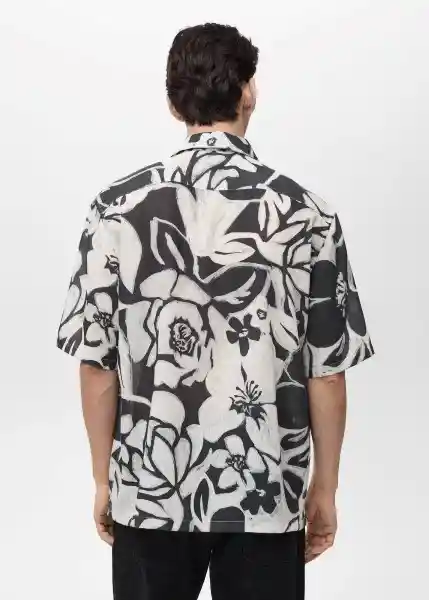 Camisa Pavone Negro Talla M Hombre Mango
