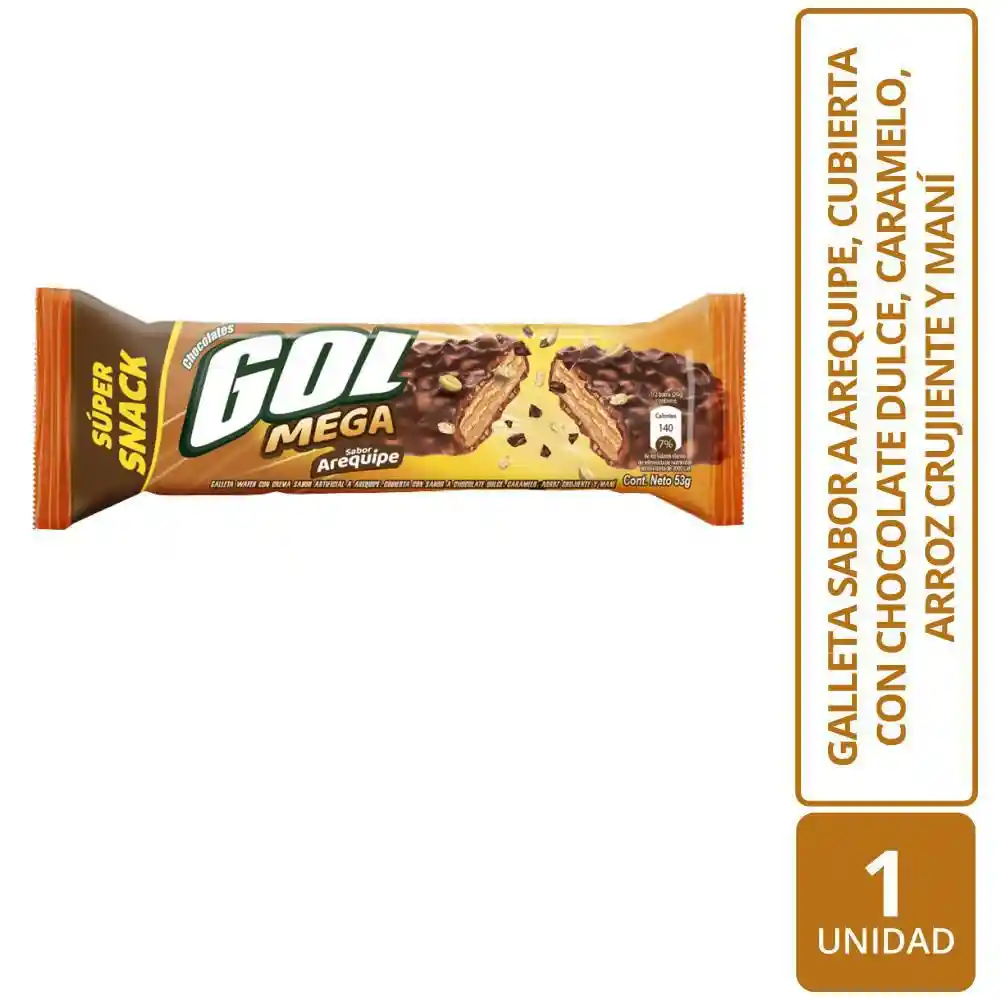 Gol Mega Galleta Sabor a Arequipe Cubierta de Chocolate