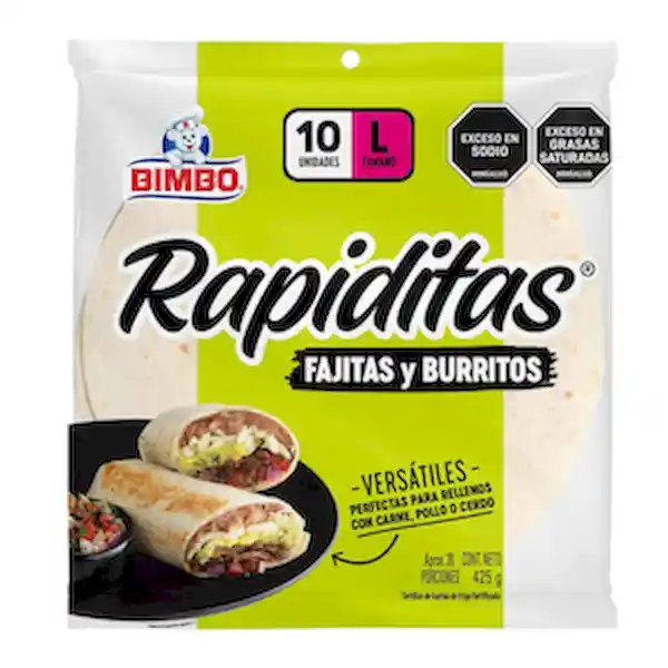 Bimbo Pack Papiditas Tortilla Fajitas y Burritos
