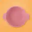 Plato de Silicona Con Cuchara y Tenedor Rosa Miniso