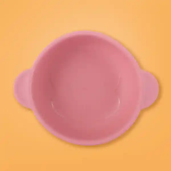 Plato de Silicona Con Cuchara y Tenedor Rosa Miniso