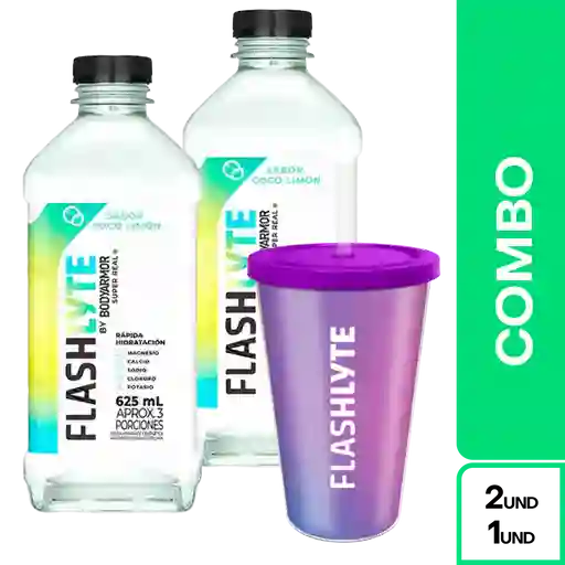 Combo Bebida Hidratante Flashlyte Coco Limón 625 mL + Vaso