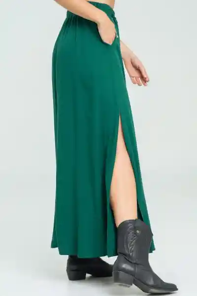 Falda Larga Chleo Color Verde Oscuro Talla 6 Ragged