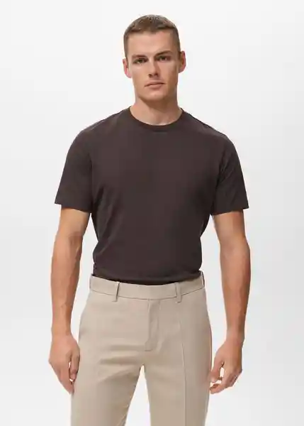 Camiseta Cherlo Chocolate Talla L Hombre Mango