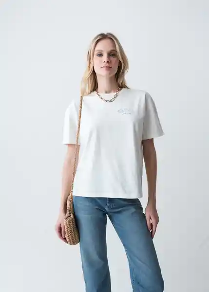 Camiseta Mujer Crudo Vainilla Claro Talla M 403G052 Naf Naf