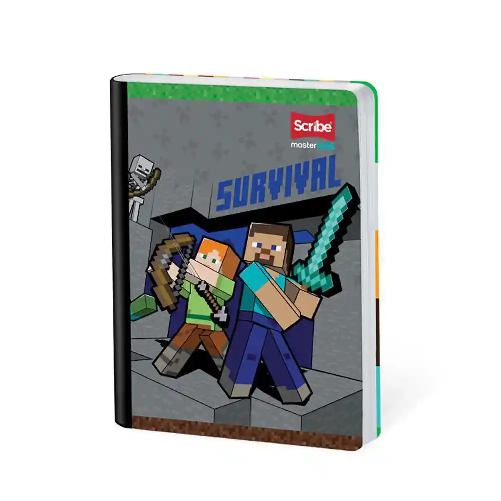 Cuaderno Minecraft Master Mas Doble Linea / Ferrocarril 100 Hojas Cosido Scribe