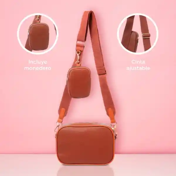 Bolso Crossbody y Monedero 2 en 1 Texturizado Café Miniso