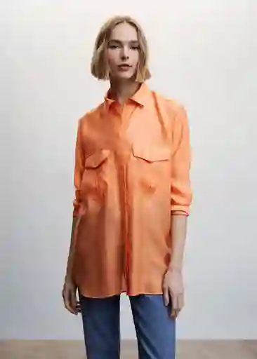 Camisa Melo Naranja Talla L Mujer Mango