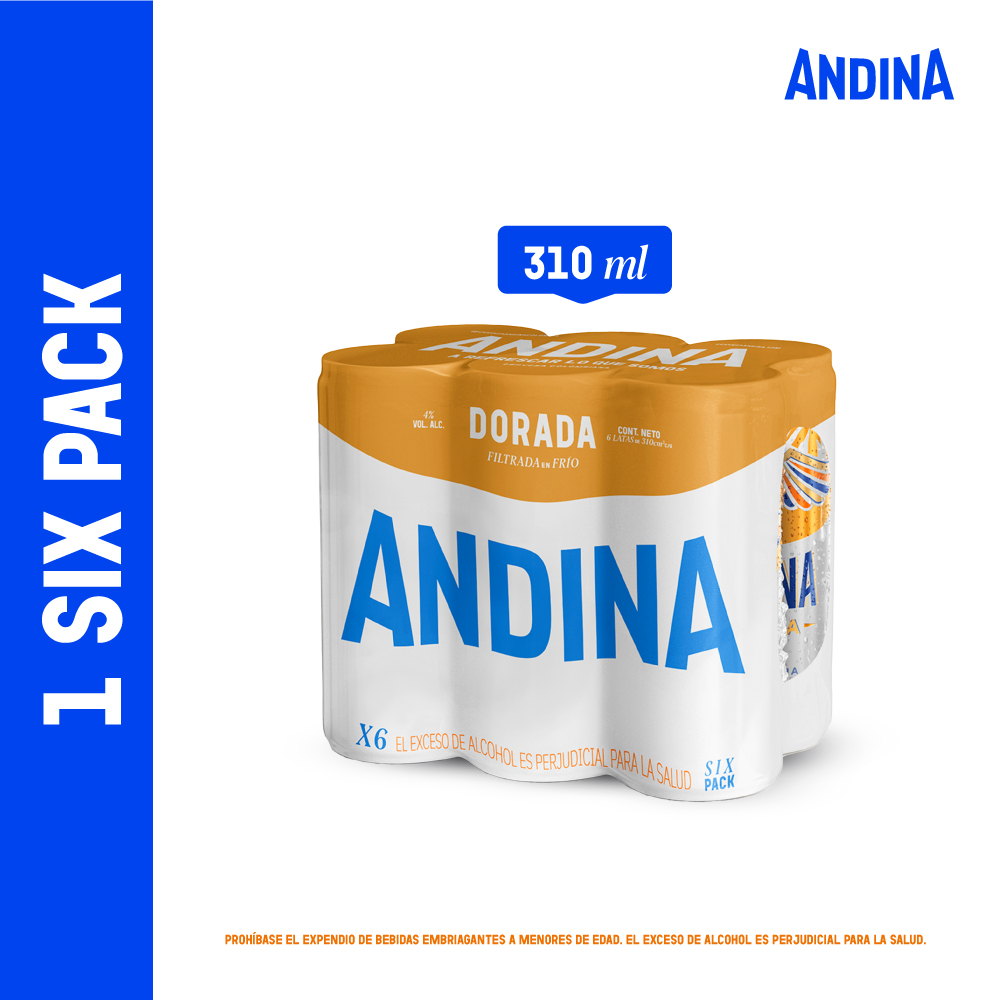 Cerveza Andina Dorada 310ML x 6 Und